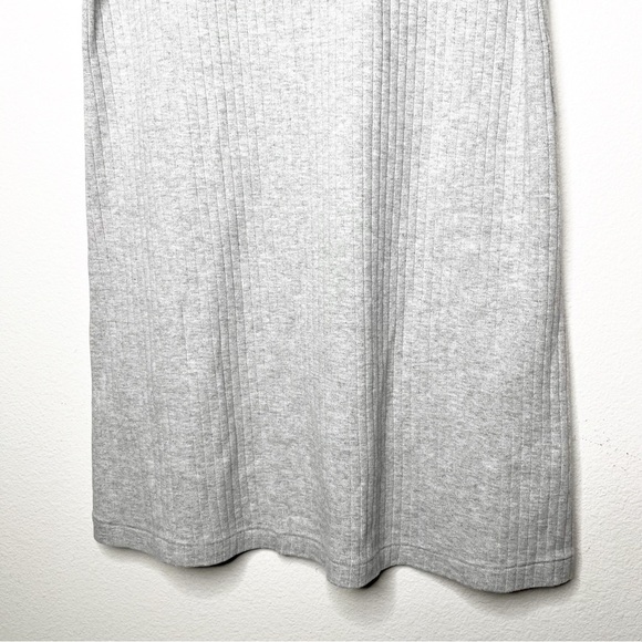 Helmut Lang Slashed Shoulder Ribbed Cotton Mini Dress Grey Small Bodycon - Picture 8 of 11